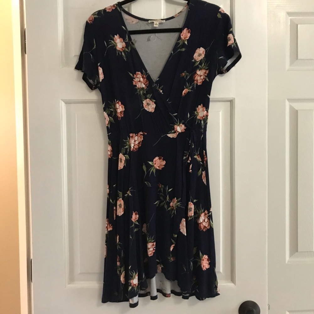 Navy Dress with Pink Floral
